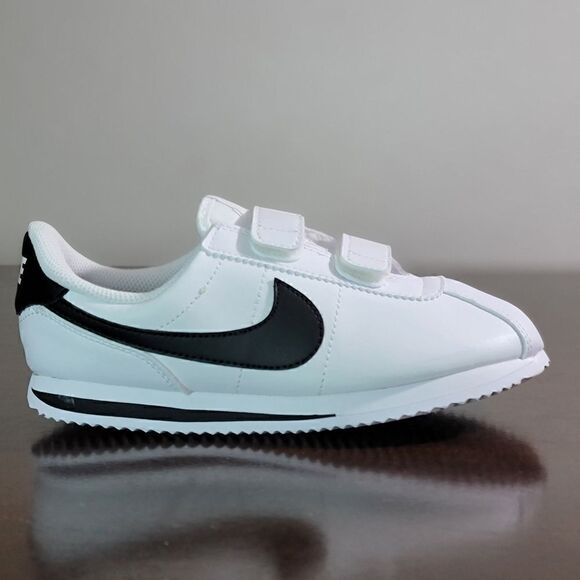 Nike Cortez Leather White Black Kids Sportswear Shoes Sneakers Size 3 Y 3Y New - Picture 8 of 16